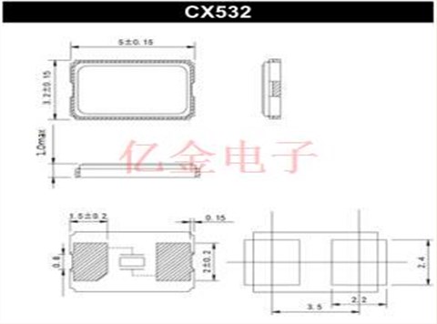 Cardinal卡迪納爾CX532晶振,CX532Z-A2B3C5-70-14.7456D18貼片晶振