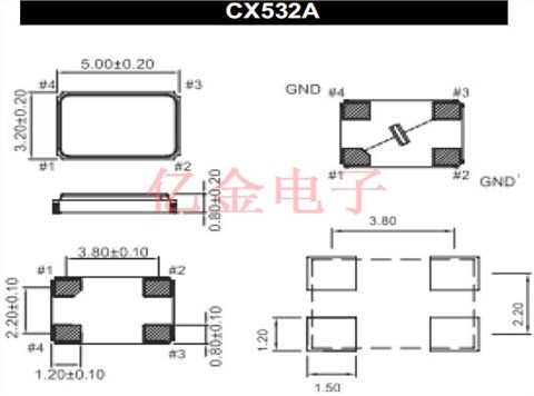 Cardinal卡迪納爾CX532晶振,CX532Z-A2B3C5-70-20.0D18晶體諧振器