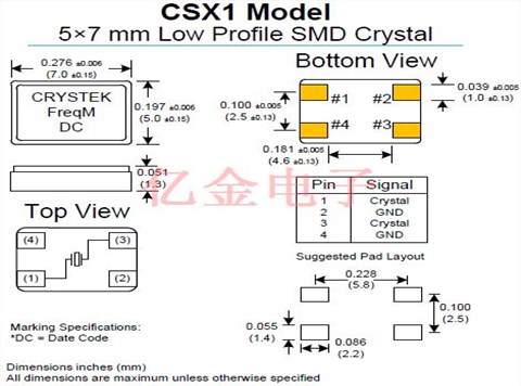 美國Crystek晶振,CSX1-AE-20-8.00四腳晶振,遙遙領(lǐng)先的6G路由器晶振