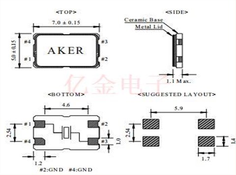 AKER,C7S-8.000-18-1030-X-R,8.0000MHz,18PF,10PPM,7050